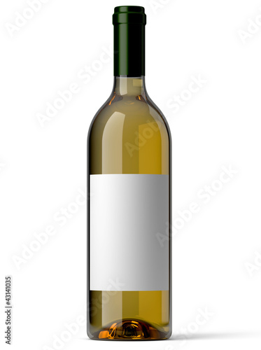Bouteille de vin blanc sur fond blanc 2 photo