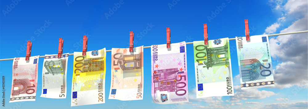 frisch gewaschene Euroscheine