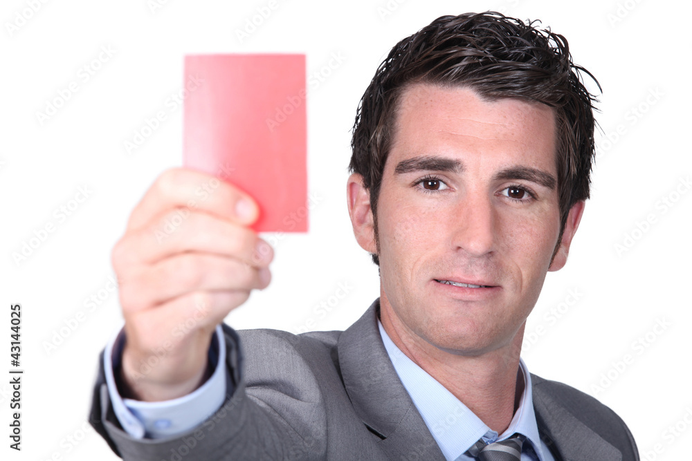 portrait of a man holding red card portrait of a man holding red card