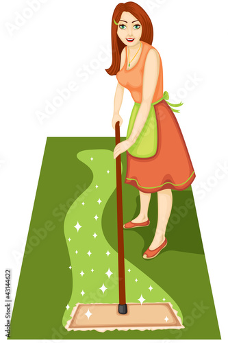 Housewife with a mop