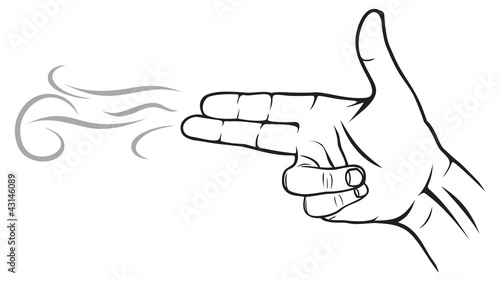 A hand making a shape of a pointed hand gun
