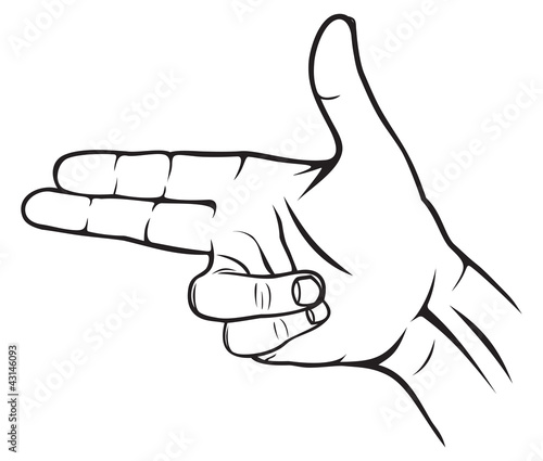 A hand making a shape of a pointed hand gun