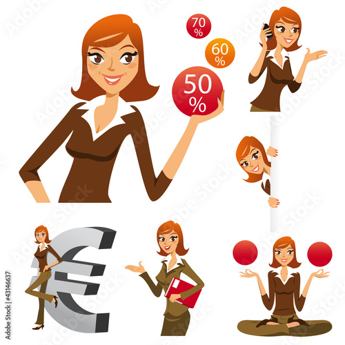 illustration femme d'affaires, set femme cadre