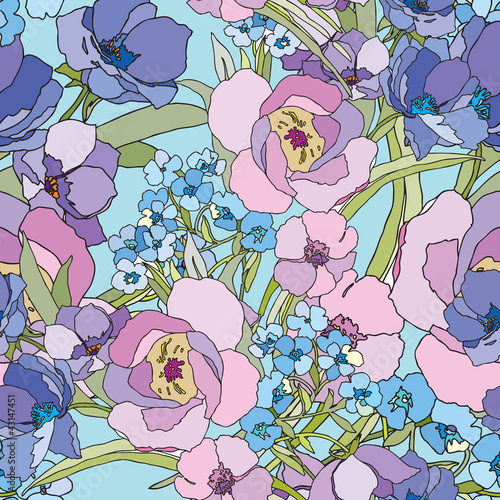 Seamless pattern with flowers