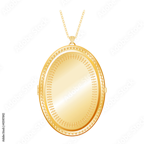 Vintage Gold Keepsake Locket with detailed engraving, necklace