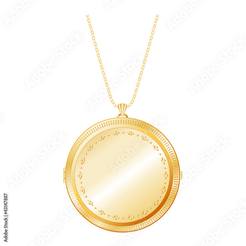 Vintage Gold Keepsake Locket, detailed engraving, necklace