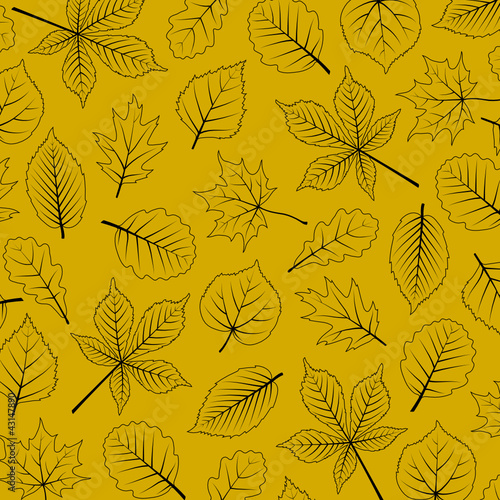 seasonal background with outlines of leaves