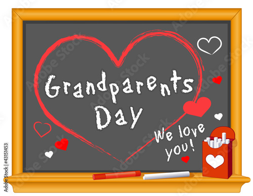 Grandparents Day, Sept. holiday, love, hearts, chalk, blackboard