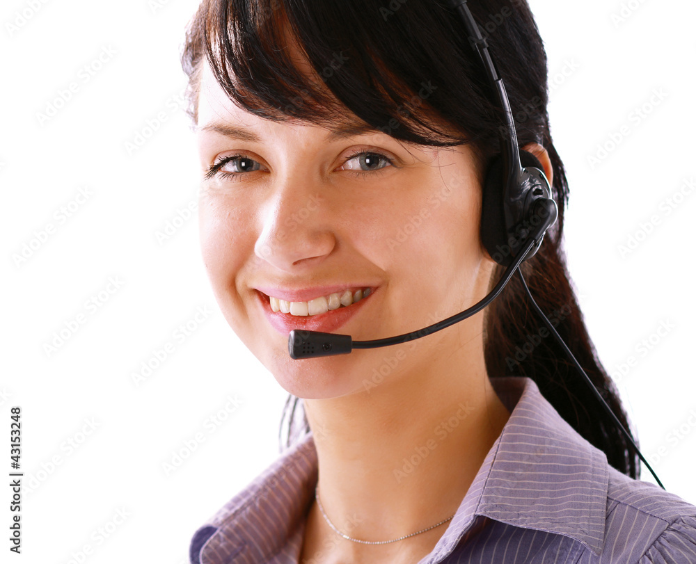 A female customer service consultant, closeup A female customer service consultant, closeup