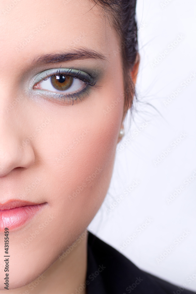 half portrait of beautiful woman half portrait of beautiful woman