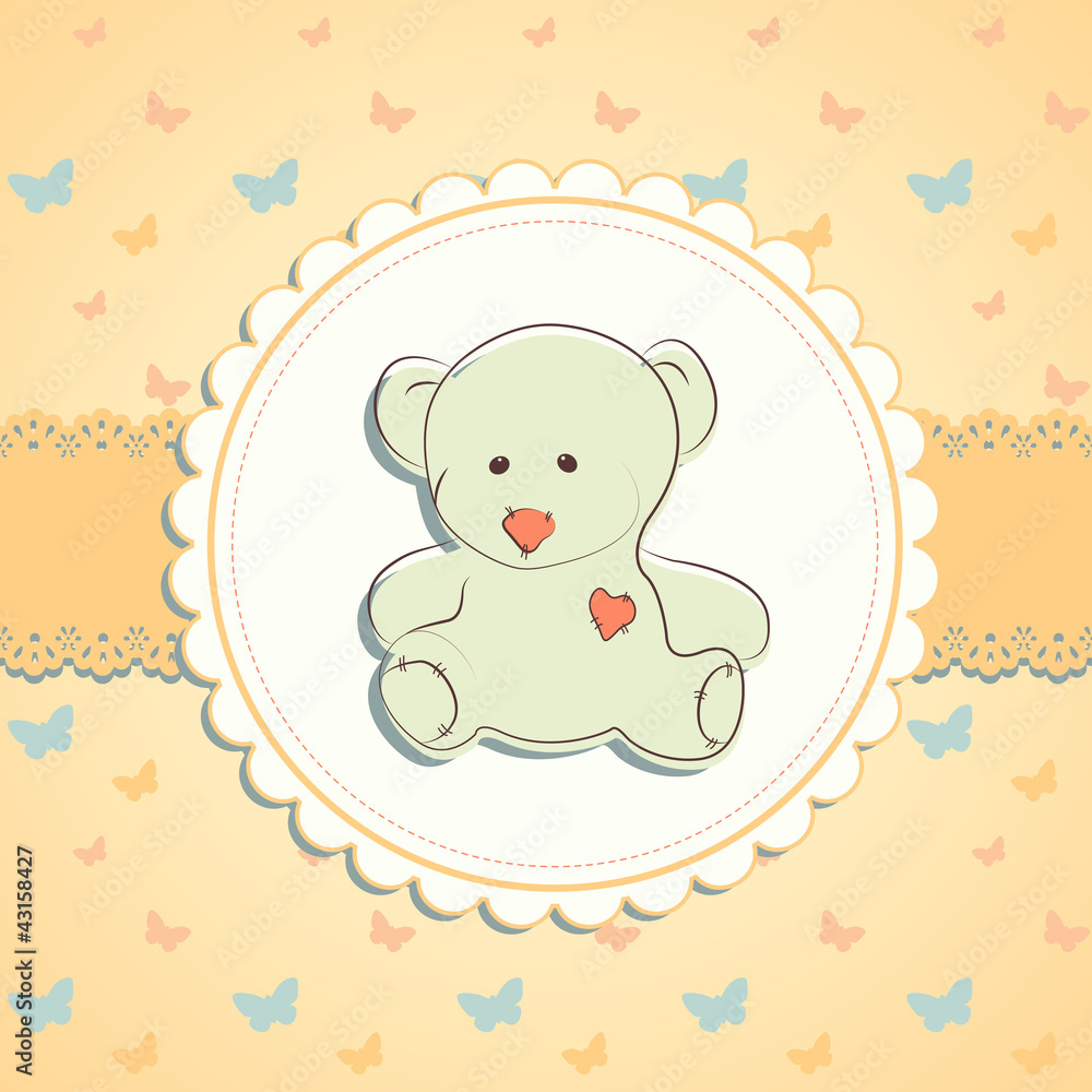 Pink greeting card with teddy bear Pink greeting card with teddy bear