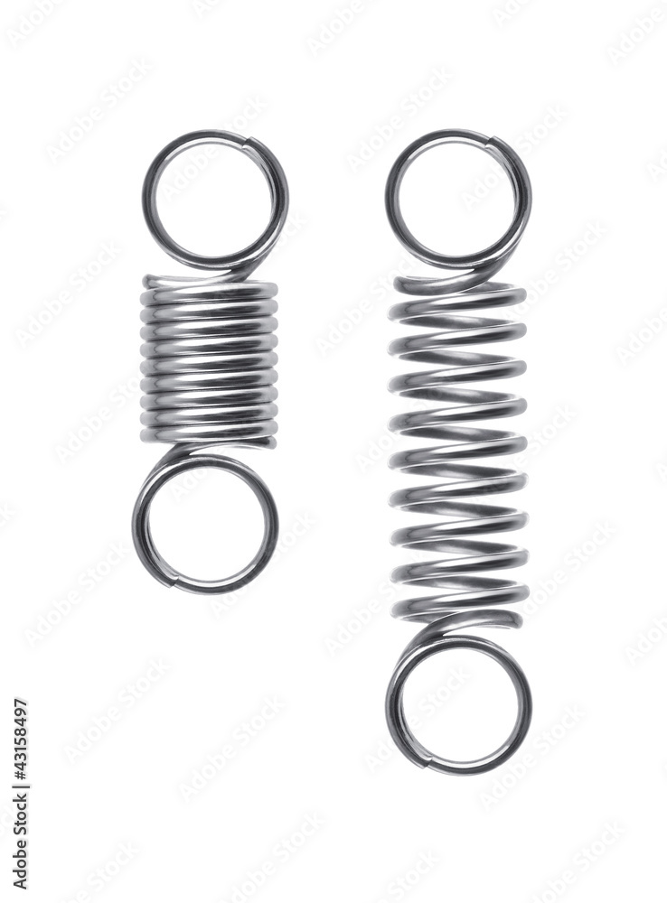 Springs. Stretched and compressed springs on a white background. Stock