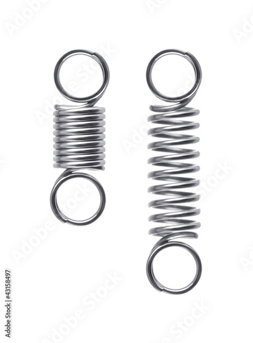 Springs. Stretched and compressed springs on a white background.