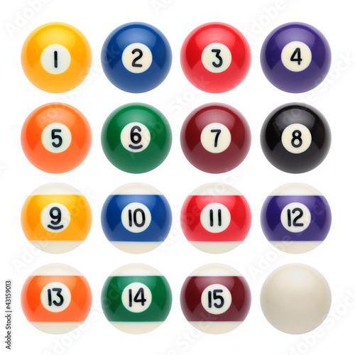 Billiard balls on a white background