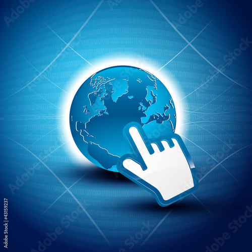 terre 3D et curseur main , vercteur template