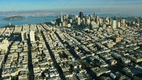 Aerial landscape view of the districts of San Francisco, USA photo