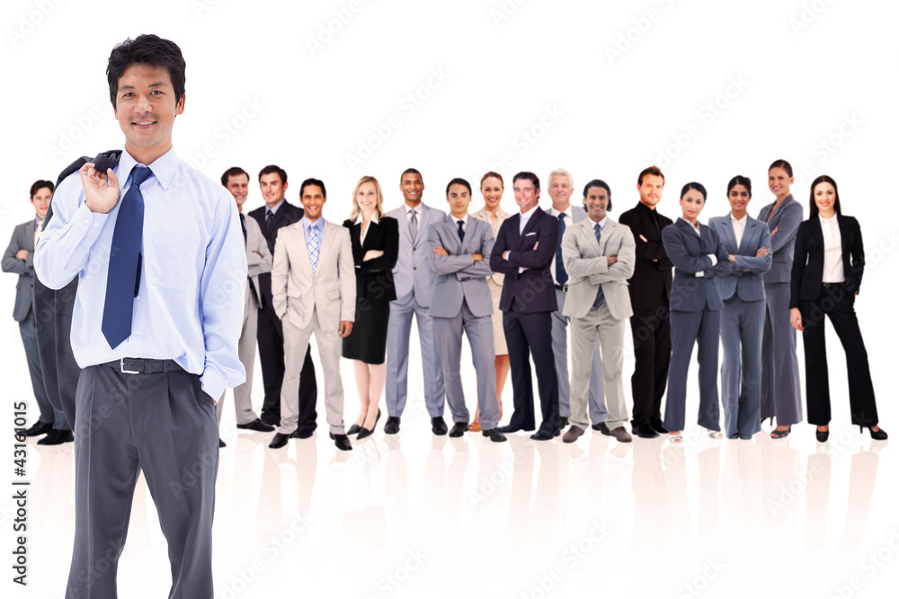 Businessman holding his jacket on his shoulder Businessman holding his jacket on his shoulder