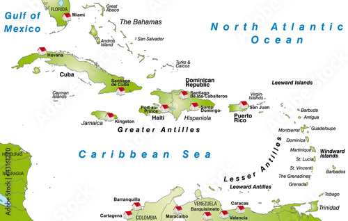 Internetkarte der Bahamas und Antillen