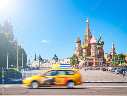 Photography Red square with kremlin and St. Basil Cathedral, Moscow, Russia.