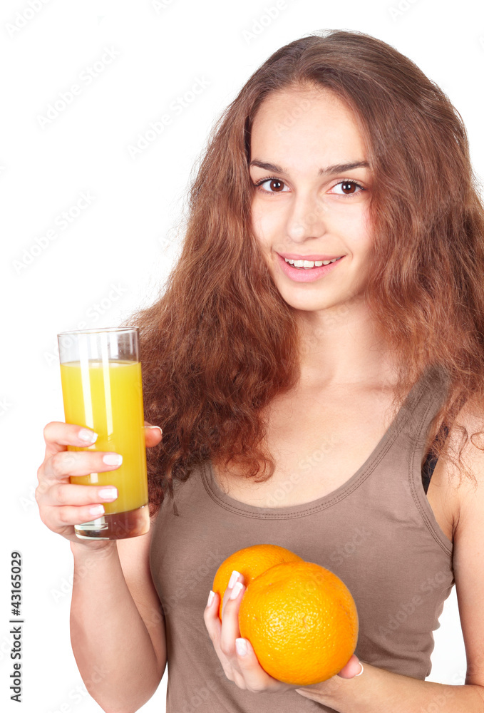 Woman with juice and oranges Woman with juice and oranges