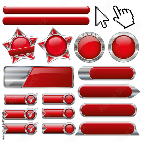 red collection vector button-set