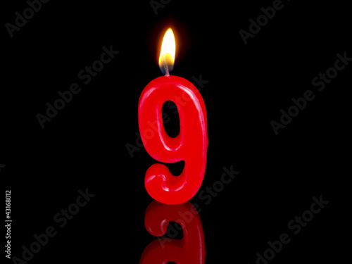 Birthday-anniversary candles showing Nr. 9