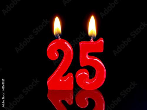 Birthday-anniversary candles showing Nr. 25