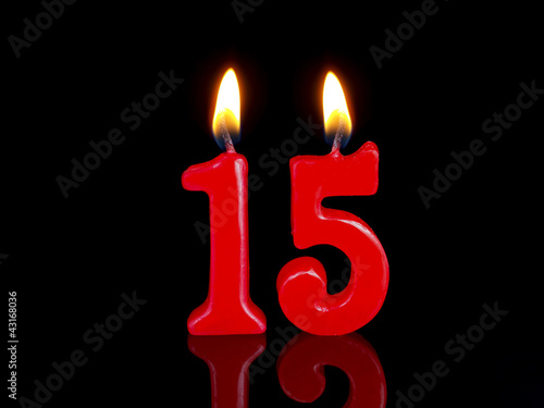 Birthday-anniversary candles showing Nr. 15