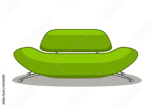 Green sofa on white background