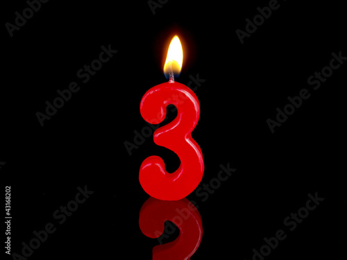 Birthday-anniversary candles showing Nr. 3
