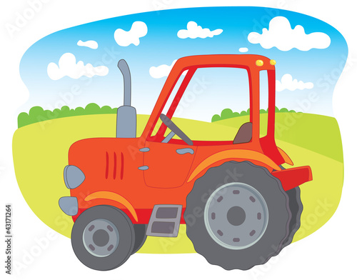 Red farm tractor