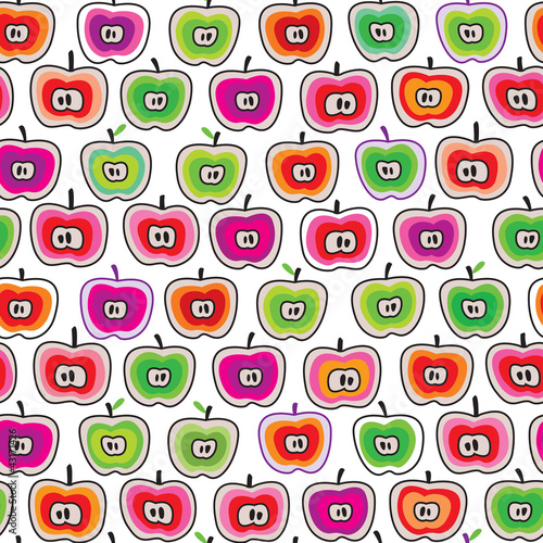 Seamless cute retro apple fruit pattern background  in vector