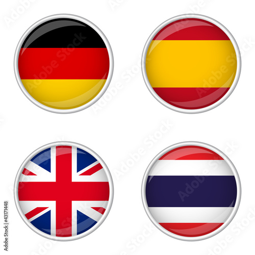 Button Sammlung - Deutschland, Spanien, Großbritannien, Thailand