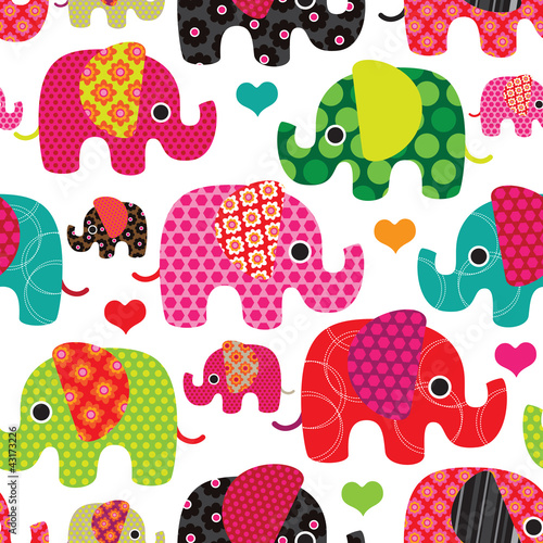 Seamless elephant kids pattern background in vector