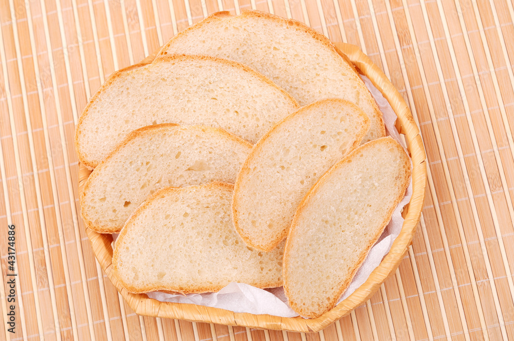 Slices of bread in a basket