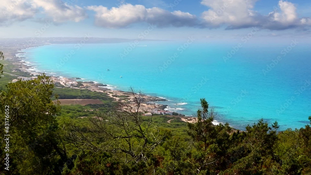 Formentera with ibiza island in background north coast Formentera with ibiza island in background north coast