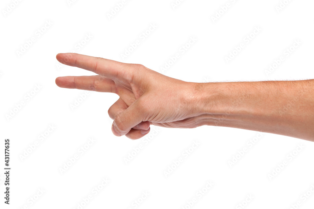 Hand gesture number four closeup isolated on white Hand gesture number four closeup isolated on white