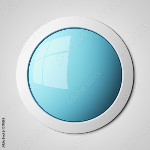 Blank blue button 3d render