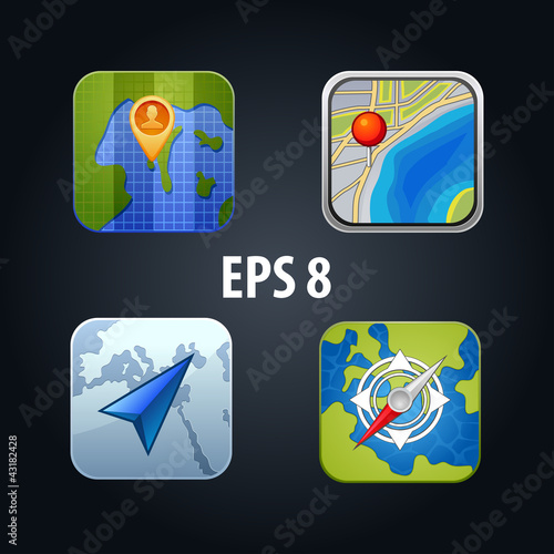 set of GPS vector icons