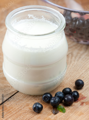 Creamy natural yoghurt with blueberries