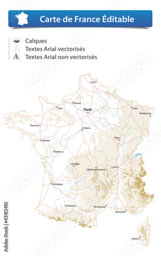 Carte de France Éditable