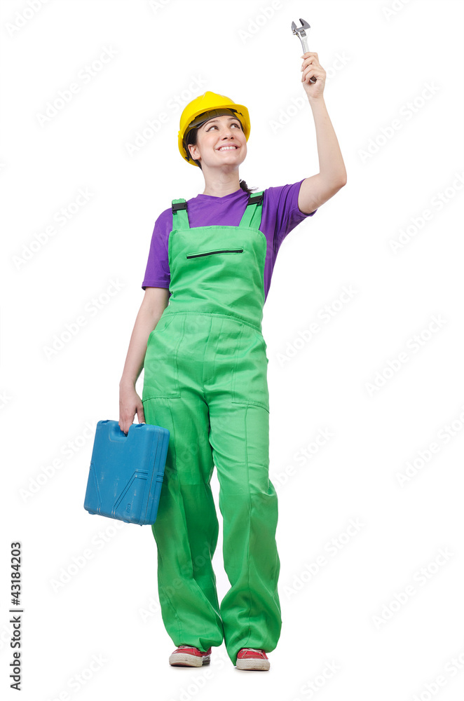 Woman worker isolated on the white Woman worker isolated on the white