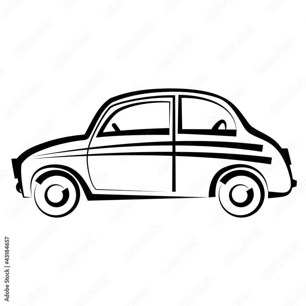 Car. freehand drawing. icon black and white Car. freehand drawing. icon black and white
