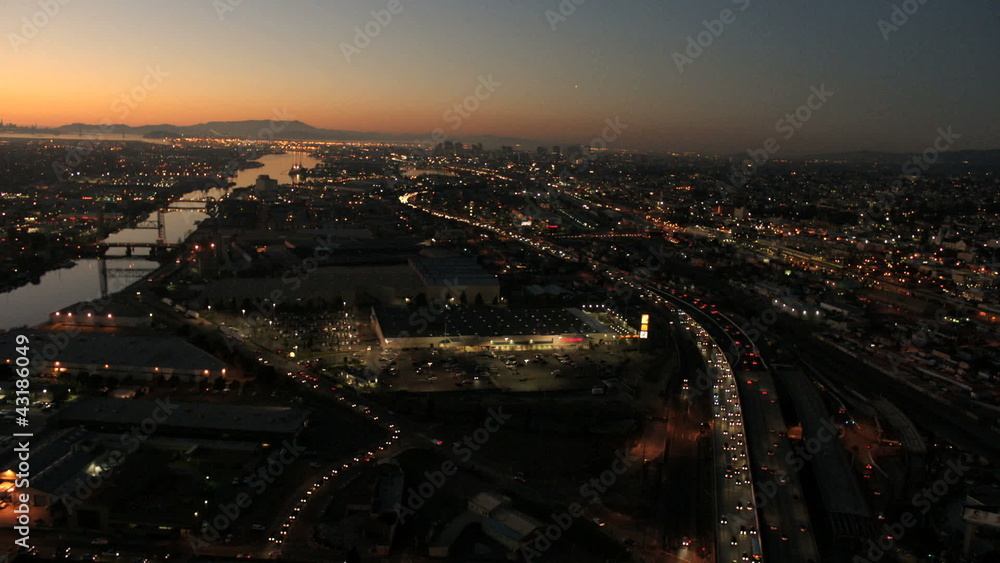 Aerial sunset view of the Port of Oakland, San Francisco, USA Aerial sunset view of the Port of Oakland, San Francisco, USA