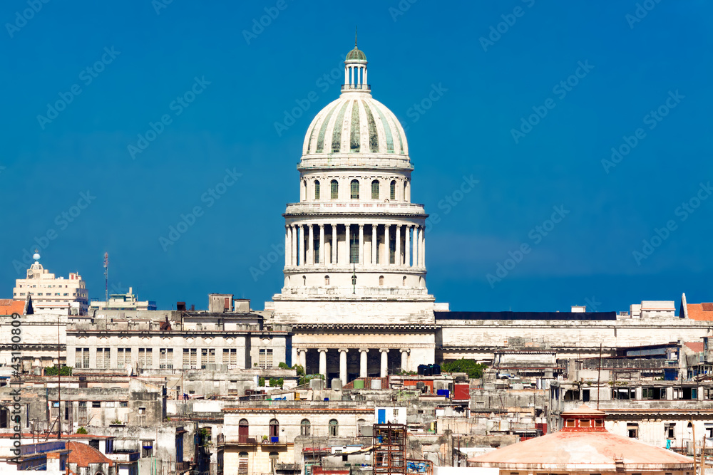 Famous view of Havana including theCapitol and old buildings