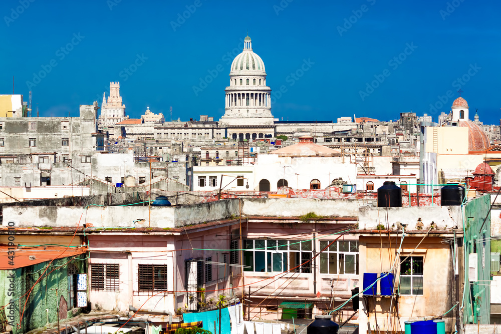 View of Havana including the Capitol and shabby buildings
