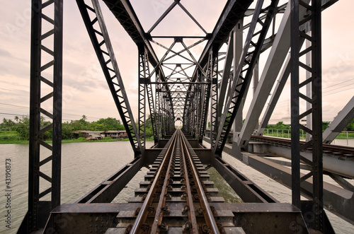 Railway Bridge over the River Nakornchaisri Thailand © sittitap