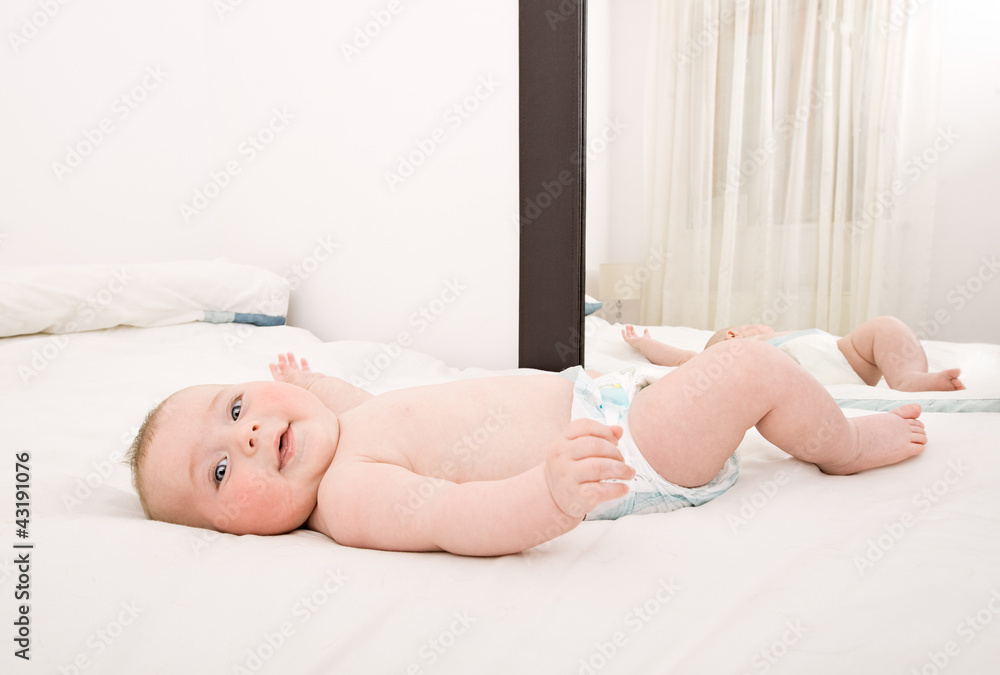 Baby Boy in front of Mirror Stock Photo Adobe Stock