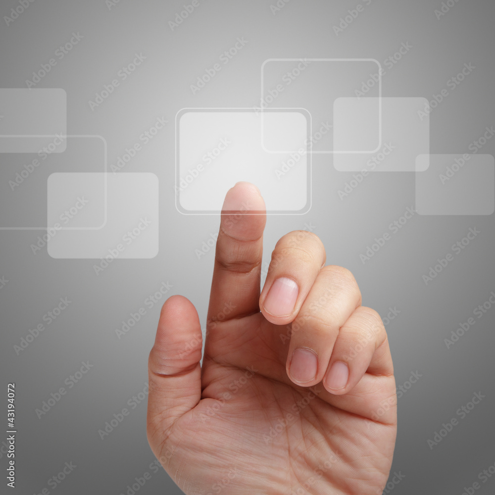 male hand point on touch screen interface male hand point on touch screen interface