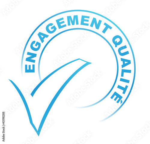 engagement qualité sur tampon validé bleu
